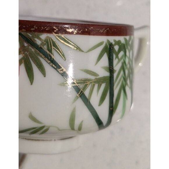 Kutani 3 teacups Bamboo Geisha Bone China Footed Japan - Picture 10 of 14